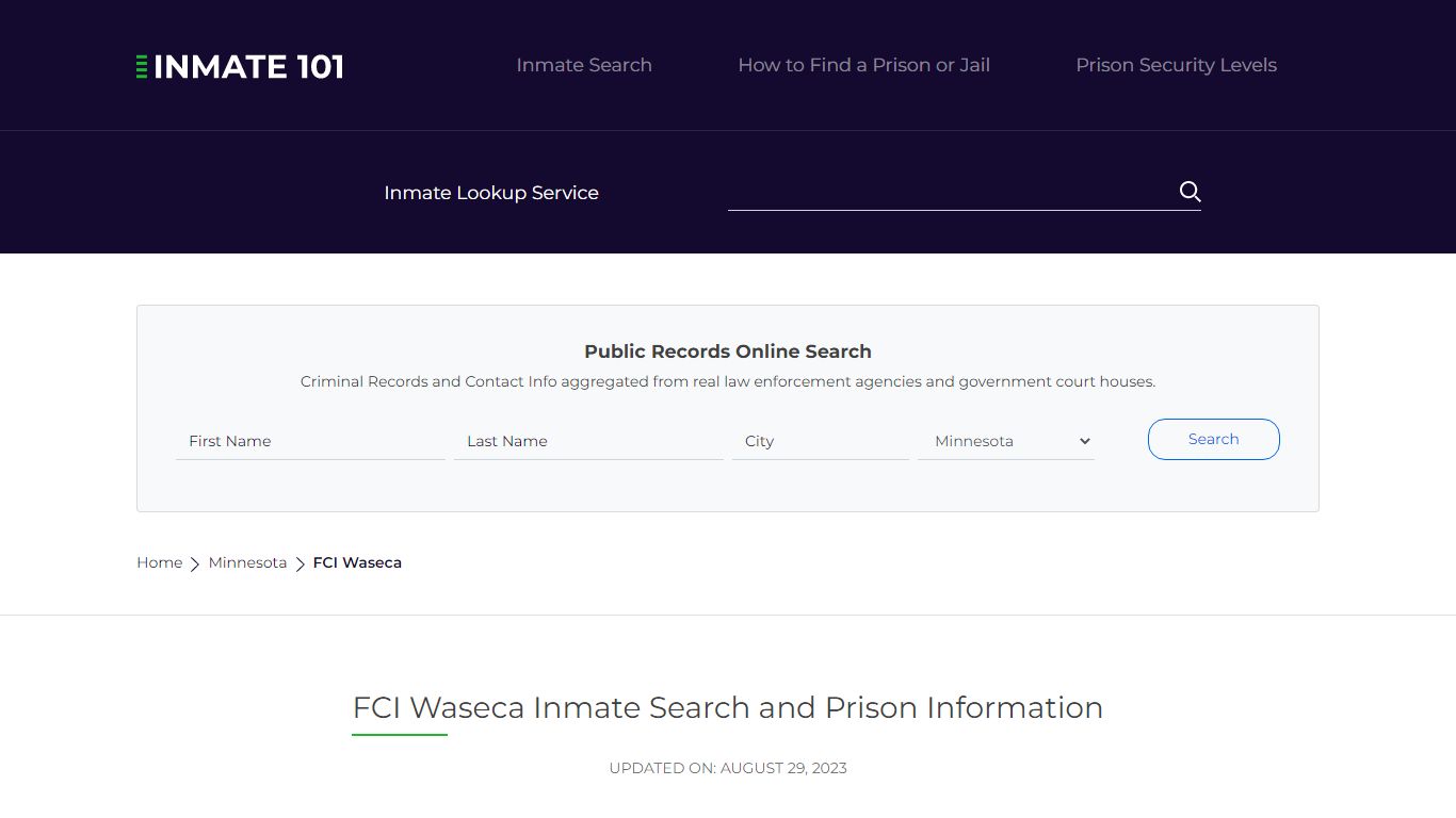 FCI Waseca Inmate Search | Lookup | Roster